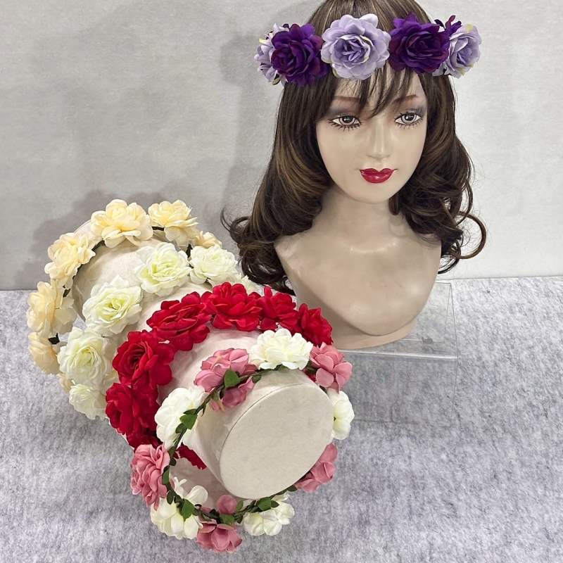 มงกุฎดอกไม้ ดอกกุหลาบ ดอกใหญ่